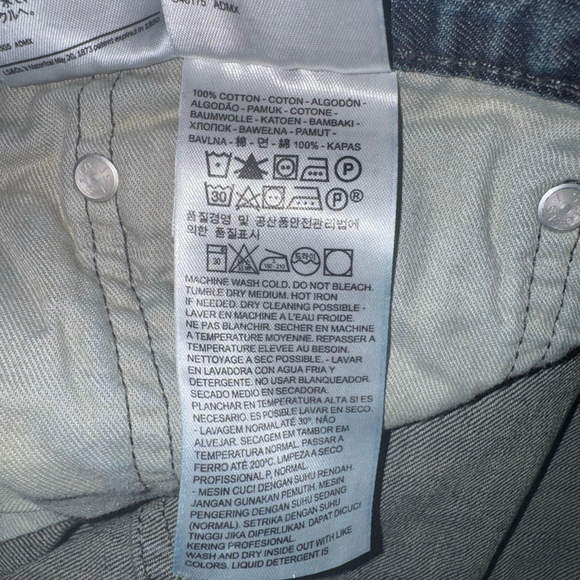 Men's Levi's 514 Straight Jeans Waist 34x32 Medium Washed Wiskered - Picture 12 of 14